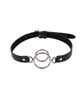 Кляп з двома кільцями, металевий, чорний, 4 см - No Taboo