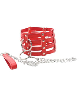 Ошейник IDEA SM с поводком и двумя фиксаторами, красный, 10 см - No Taboo