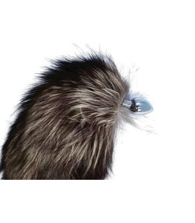 Анальная пробка IDEA SM с коричневым хвостом, серебристая, 7 х 3 см - No Taboo