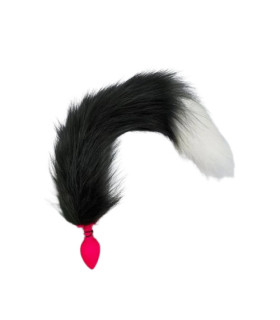 Анальная пробка IDEA SM с черно-белым хвостом, розовая, 7 х 2,5 см - No Taboo
