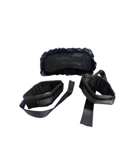 Наручники и кружевная маска на глаза, черные - No Taboo