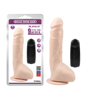 Вибратор реалистичный на присоске Chisa Ballsy Super Cock, с пультом, бежевый, 25 х 4.5 см - No Taboo