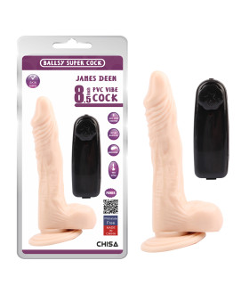 Вибратор реалистичный на присоске Chisa Ballsy Super Cock, бежевый, 22 х 3.6 см - No Taboo
