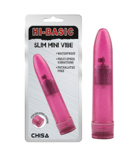 Вибратор с блестками Chisa Hi-Basic, розовый, 13.2 х 3.5 см - No Taboo