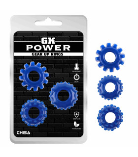 Эрекционное кольцо с рельефом Chisa GK Power, синее, 1.6 см, 1 шт - No Taboo