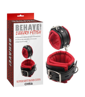 Наручники с мягкой подкладкой Chisa Behave, красно-черные - No Taboo