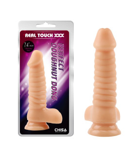 Реалістичний фалоімітатор із рельєфом Chisa Real Touch, бежевий, 19 х 3.7 см - No Taboo