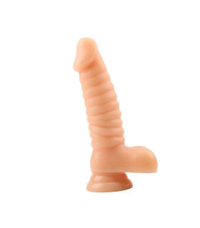 Реалістичний фалоімітатор із рельєфом Chisa Real Touch, бежевий, 19 х 3.7 см - No Taboo