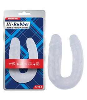 Фалоімітатор двосторонній Chisa Hi-Rubber, прозорий, 18 х 4 см/17 х 3.5 см - No Taboo