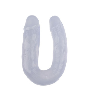 Фалоімітатор двосторонній Chisa Hi-Rubber, прозорий, 18 х 4 см/17 х 3.5 см - No Taboo