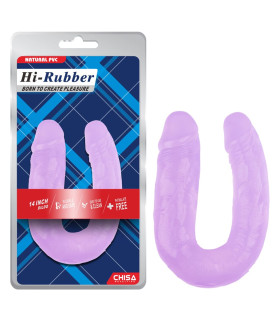 Фалоімітатор двосторонній Chisa Hi-Rubber, фіолетовий, 18 х 4/17 х 3.5 см - No Taboo