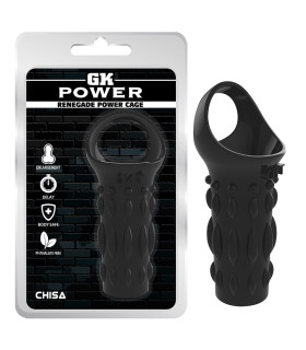Насадка на пеніс із кільцем на мошонку Chisa GK Power, чорна, 11.5 х 2.8 см - No Taboo