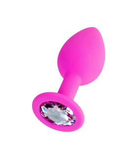 Анальная пробка M с камнем, розовая, 8 х 3 см - No Taboo