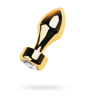 Анальная пробка с кристаллом, золотая, 9.5 х 3.5 см - No Taboo