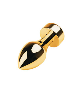 Анальная пробка с кристаллом, золотая, 9.5 х 3.5 см - No Taboo