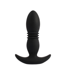 Анальная пробка с вибрацией и толчками Chisa Beast in Black, с пультом дистанционного управления, черная, 14.3 х 3.7 см - No Taboo