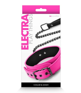 Ошейник с поводком NS Novelties Electra, розовый - No Taboo