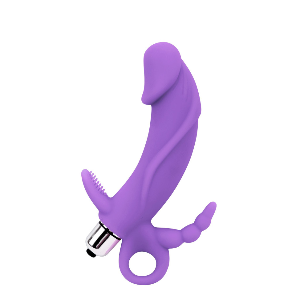 Вібратор потрійний реалістичний Chisa Sweet Breeze, фіолетовий, 14.7 х 3.7 см (29047), zoom
