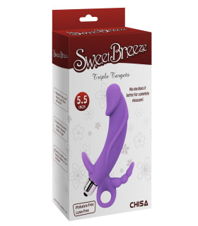 Вибратор тройной реалистичный Chisa Sweet Breeze, фиолетовый, 14.7 х 3.7 см - No Taboo