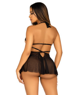 Бэбидолл сексуальный S Leg Avenue Love Language, в комплекте стринги, с кружевом, черный - No Taboo