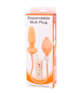 Анальная пробка с накачкой и вибрацией Seven Creations, бежевая, 11 х 4 см - No Taboo