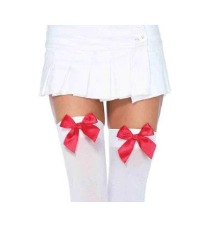 Панчохи сексуальні One Size Leg Avenue, з бантиками, білі - No Taboo