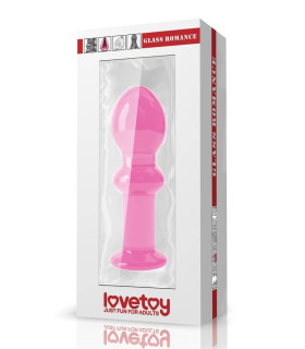 Анальная пробка 4.5" Glass Romance Lovetoy, розовая, 11.5 х 3.3 см - No Taboo