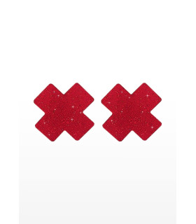 Пэстисы на соски в форме крестов Taboom, красные - No Taboo