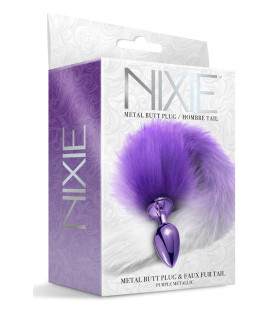 Анальна пробка з хвостиком Global Novelties Nixie, фіолетова, 8.1 х 3.2 см - No Taboo