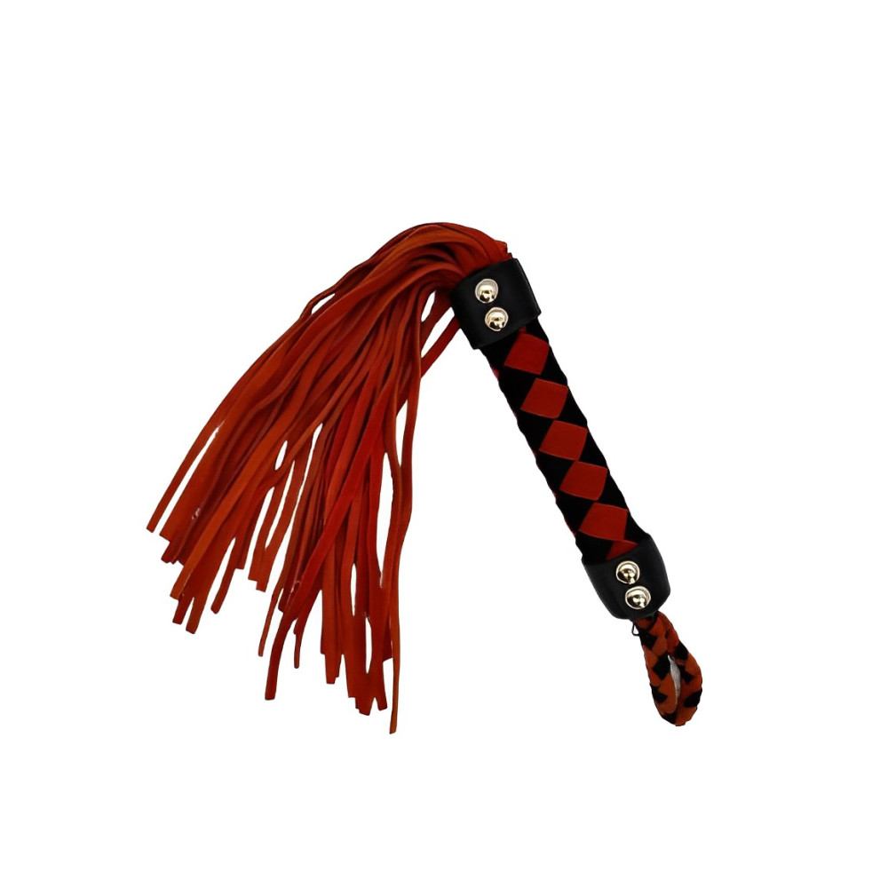 Флоггер в клеточку M, замшевый, оранжево-черный (205310), zoom