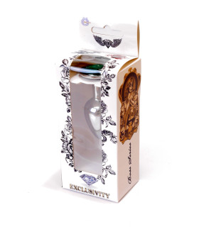 Анальная пробка S с голубым камнем, серебряная, металлическая, 7 х 2.7 см - No Taboo