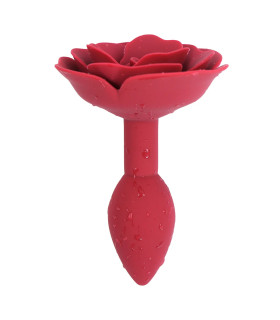 Анальна пробка IDEA SM зі стопером у формі троянди, бордова, 10 х 2.7 см - No Taboo