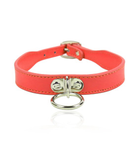 Ошейник с кольцом, экокожа, красный - No Taboo