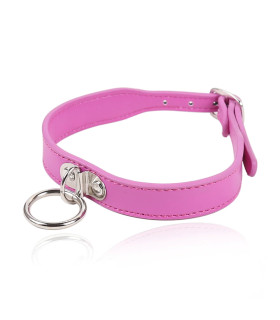 Ошейник с кольцом, экокожа, розовый - No Taboo