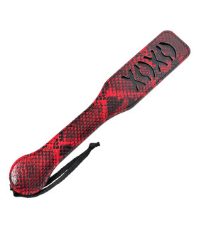 Паддл з тисненням під зміїну шкіру, з написом XOXO, екошкіра, червоно-чорний, 31.5 см - No Taboo