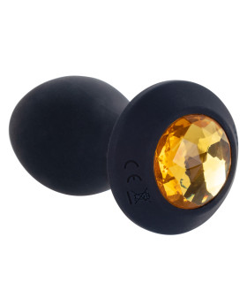 Анальная пробка с вибрацией Naughty Bits CalExotics, с кристаллом, силиконовая, черная, 10.7 х 3.2 см - No Taboo