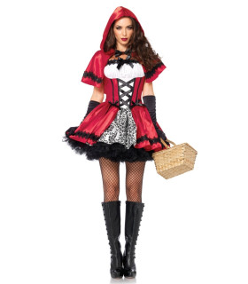 Костюм соблазнительной Красной Шапочки в готическом стиле М Leg Avenue, 2 предмета, красно-черный - No Taboo