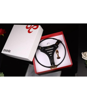 Пояс верности женский с анальной пробкой L Beg & Ask Sevanda, с замком, кожа и металл, черный - No Taboo