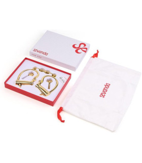 Наручники с короткой цепочкой Sevanda Love-Slave, металлические, золотые - No Taboo