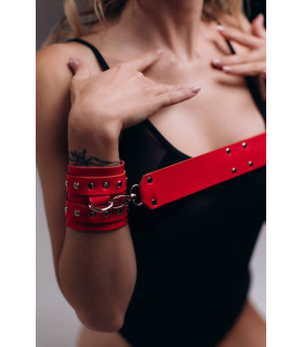 Наручники HC5B Candy Hero, екошкіра, червоні - No Taboo