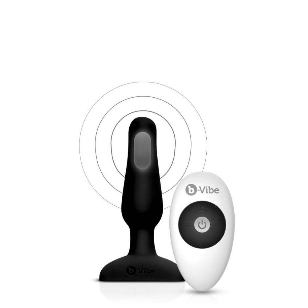 Анальна пробка з вібрацією і пультом B-Vibe Novice Plug, чорна, 8.5 х 2.5 см (215421), zoom