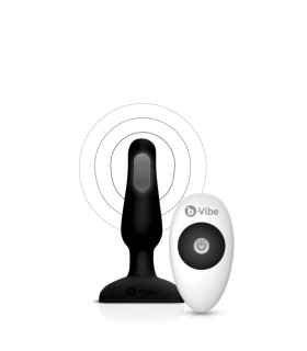 Анальная пробка с вибрацией и пультом B-Vibe Novice Plug, черная, 8.5 х 2.5 см - No Taboo