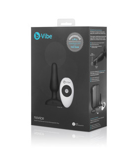 Анальная пробка с вибрацией и пультом B-Vibe Novice Plug, черная, 8.5 х 2.5 см - No Taboo
