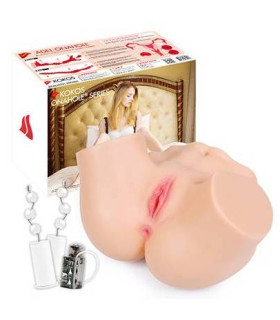 Мастурбатор с вибрацией реалистичный с двумя отверстиями Kokos Adel Onahole 001, двухслойный, киберкожа - No Taboo
