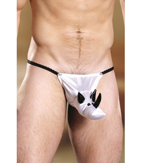 Стрінги сексуальні чоловічі One Size Sunspice, з носорогом, білі - No Taboo