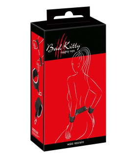 Комплект фиксаторов Bad Kitty, пояс и наручники, черный - No Taboo