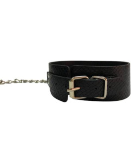 Нашийник зі зміїним тисненням, з повідцем, чорний - No Taboo