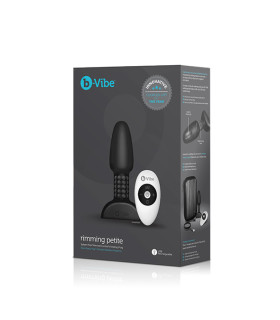 Анальная пробка с вибрацией и вращающимися шариками Rimming Petite B-Vibe, с пультом, силиконовая, черная, 12.4 х 3.5 см - No Taboo