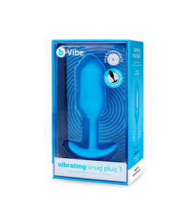 Анальна пробка з вібрацією Snug Plug 3 B-Vibe, силіконова, блакитна, 13.8 х 3.7 см - No Taboo