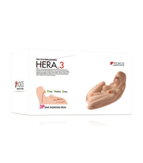 Мастурбатор-кукла реалистичный c вибрацией Kokos Hera 3, с тремя отверстиями, киберкожа - No Taboo